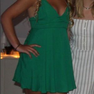 Green V Neck Dress